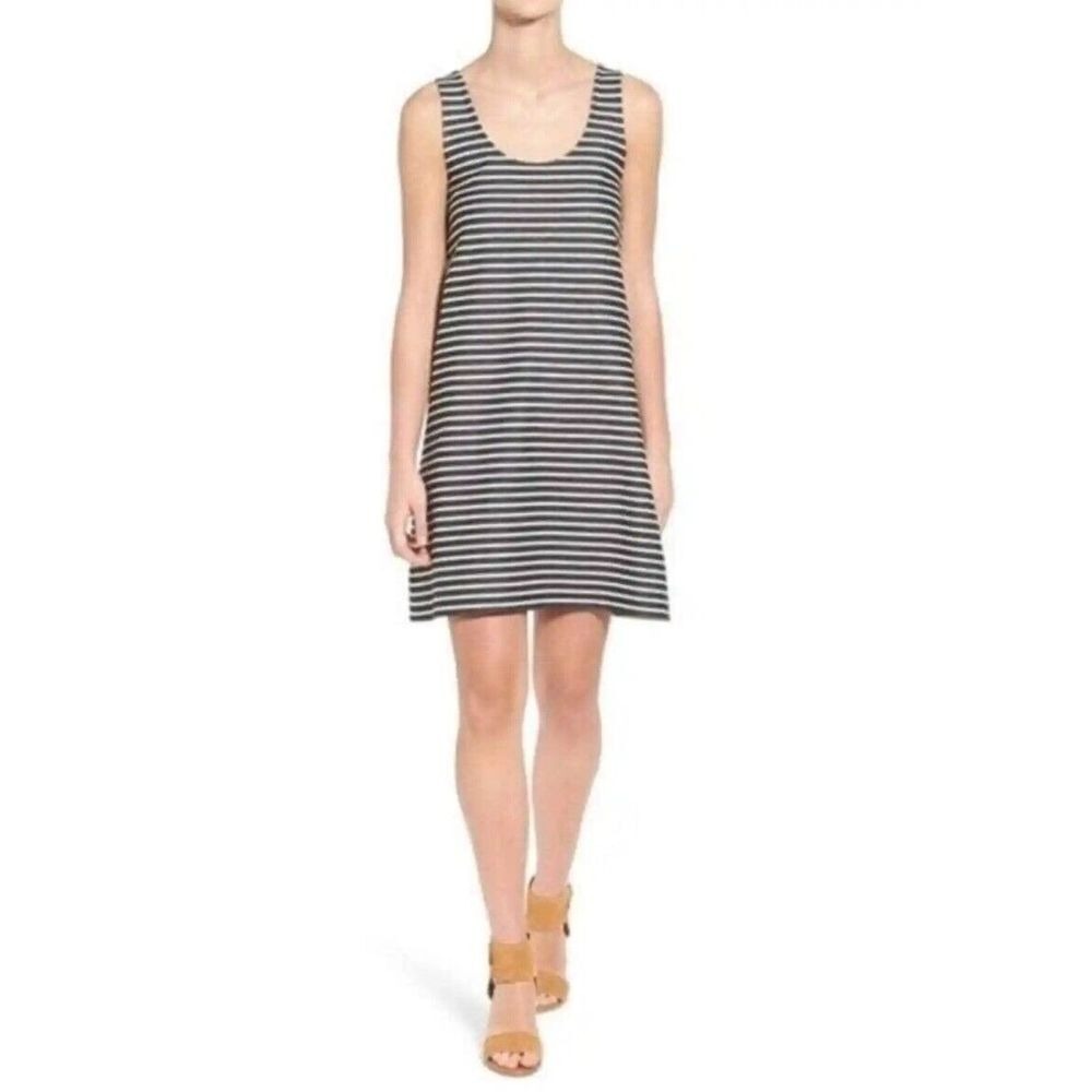 Madewell Effortless Striped Tank Dress Size Small Black White Sleeveless Cotton